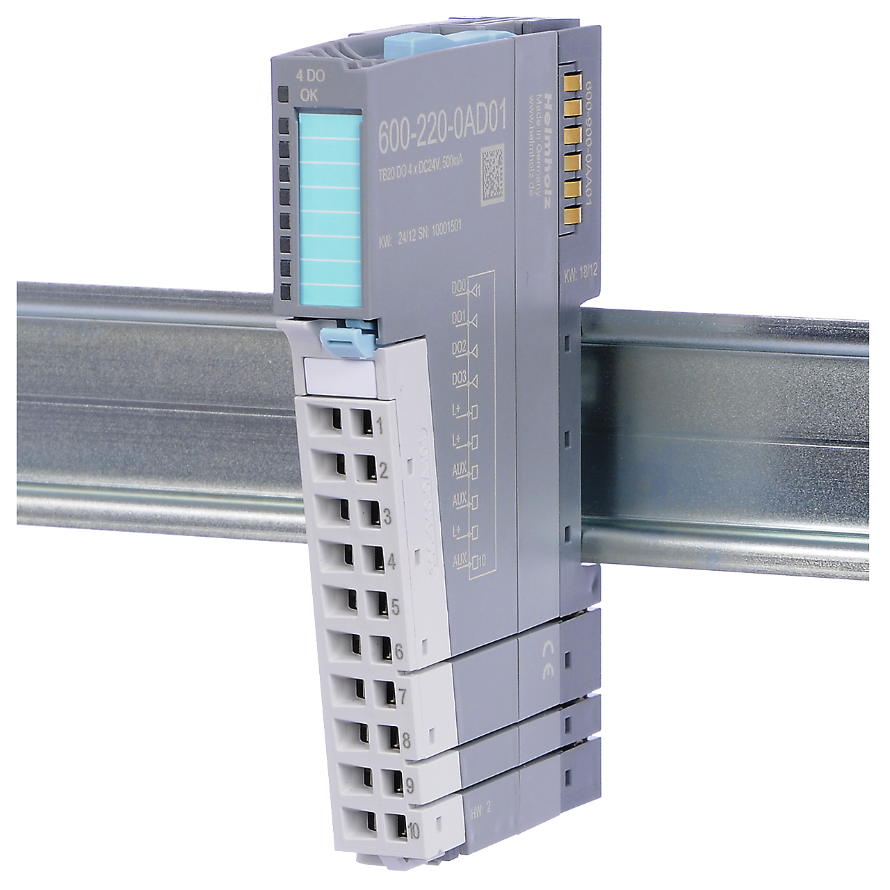 Helmholz TB20, Modulo Salidas Digitales - DO 4x DC 24 V, 500 mA 600-220-0AD01