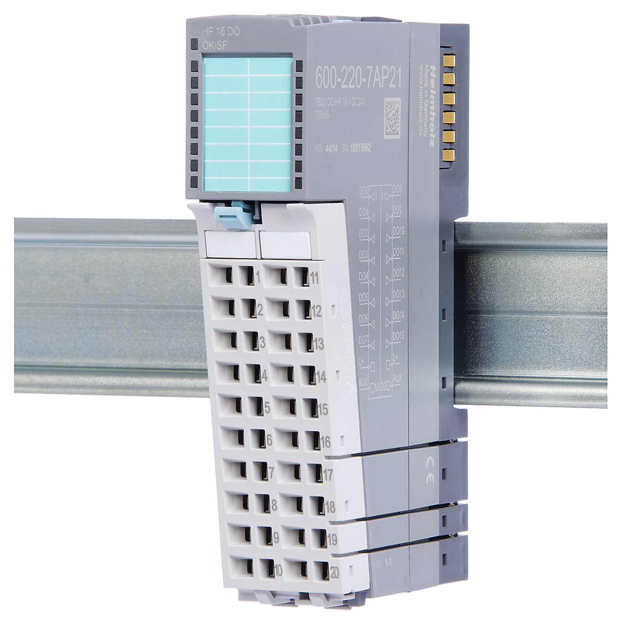 Helmholz TB20, Modulo Salidas Digitales - DO 16x DC 24 V, 700 mA, High Feature 600-220-7AP21