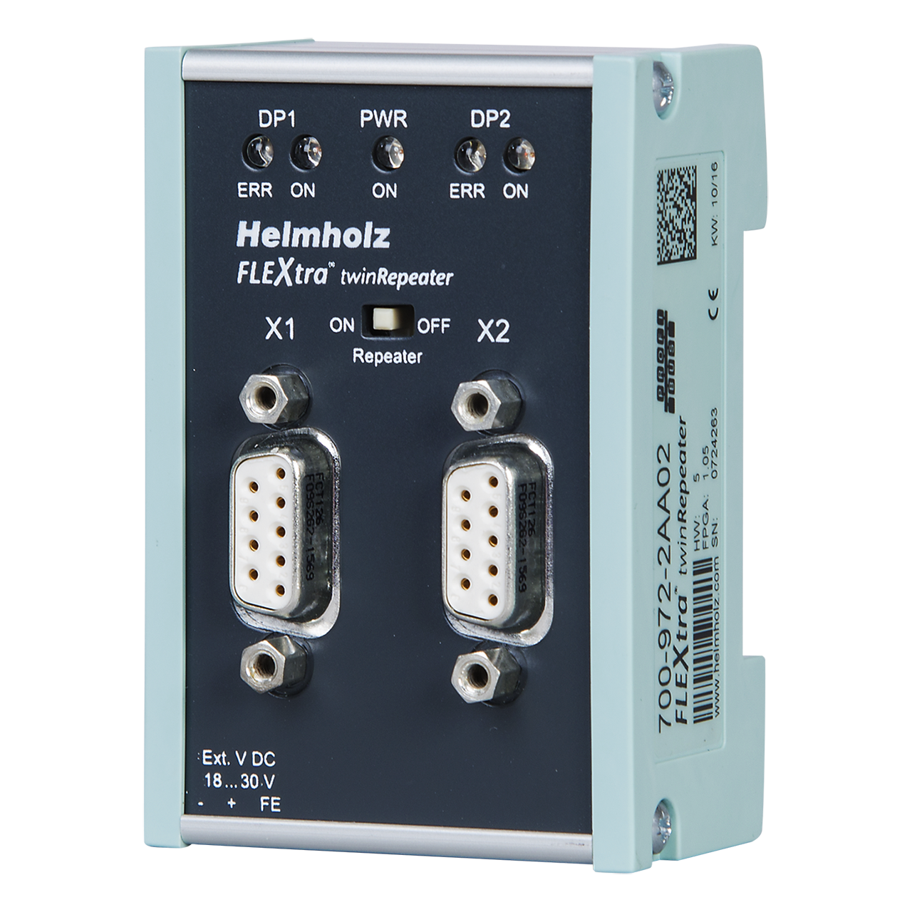 Helmholz FLEXtra© twinRepeater, Repetidor PROFIBUS 2canales, incluye conectores 700-972-2XA02