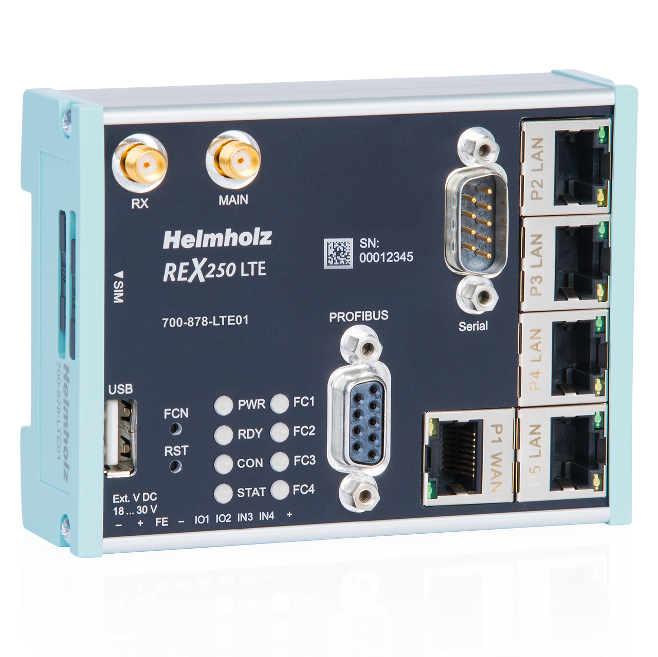 Helmholz REX 250 LTE + WAN, 1x PROFIBUS, 1x serial port 700-878-LTE02