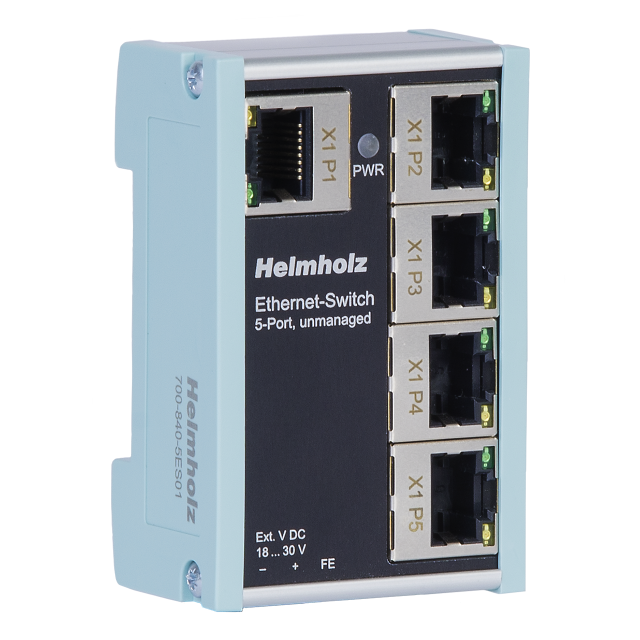 Helmholz Ethernet-Switch 5 puertos, no administrado, 10/100 MBit montaje en riel DIN 700-840-5ES01