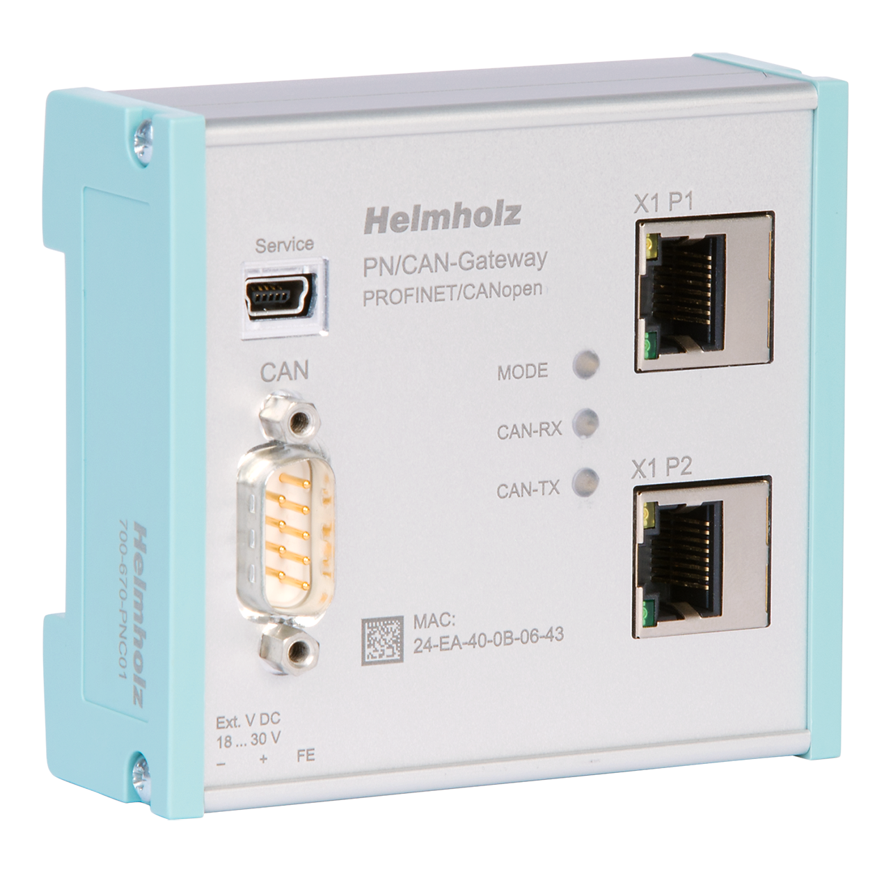 Helmholz PN/CAN Gateway, PROFINET/CANopen Master 700-670-PNC01