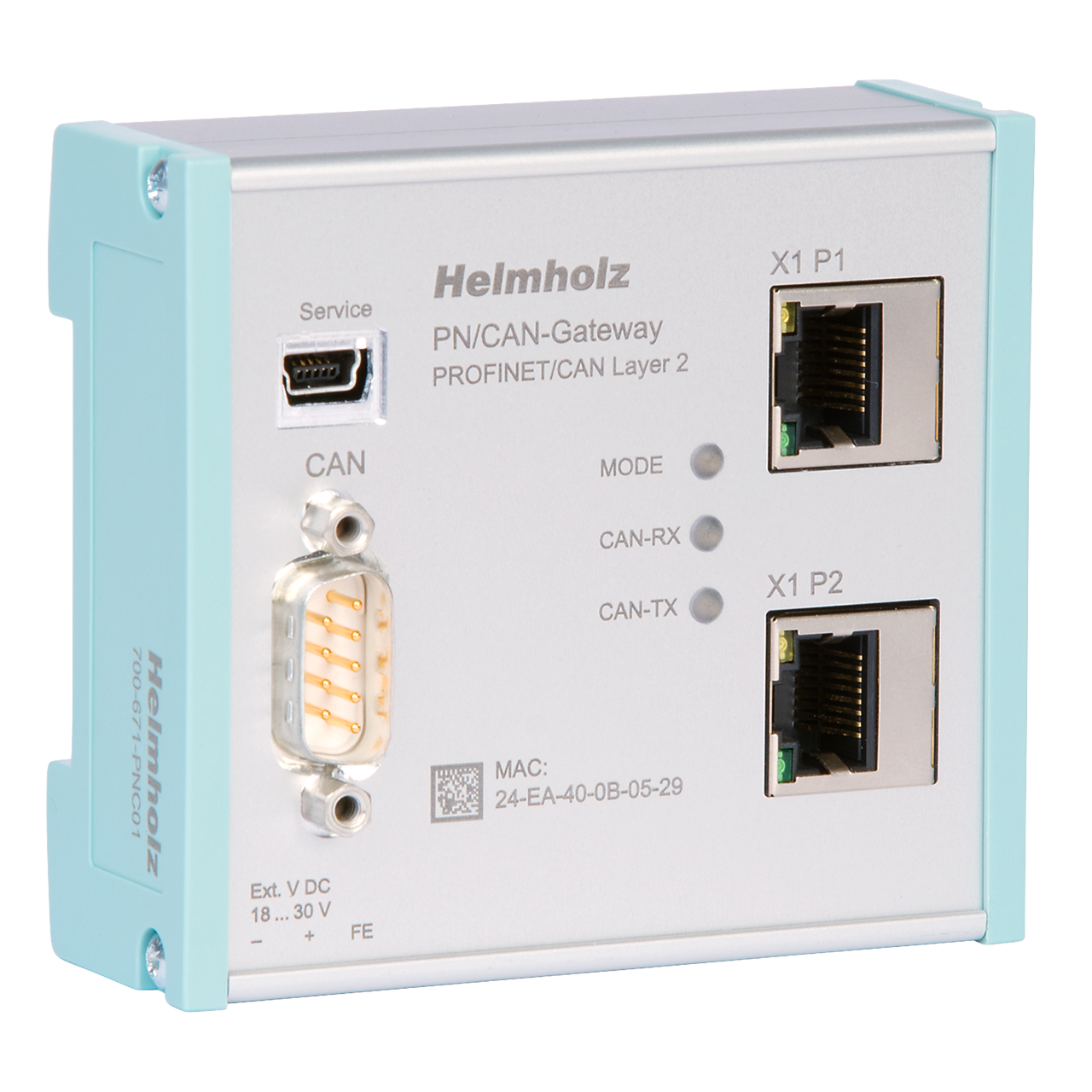 Helmholz PN/CAN Gateway, PROFINET/CAN Capa 2 700-671-PNC01