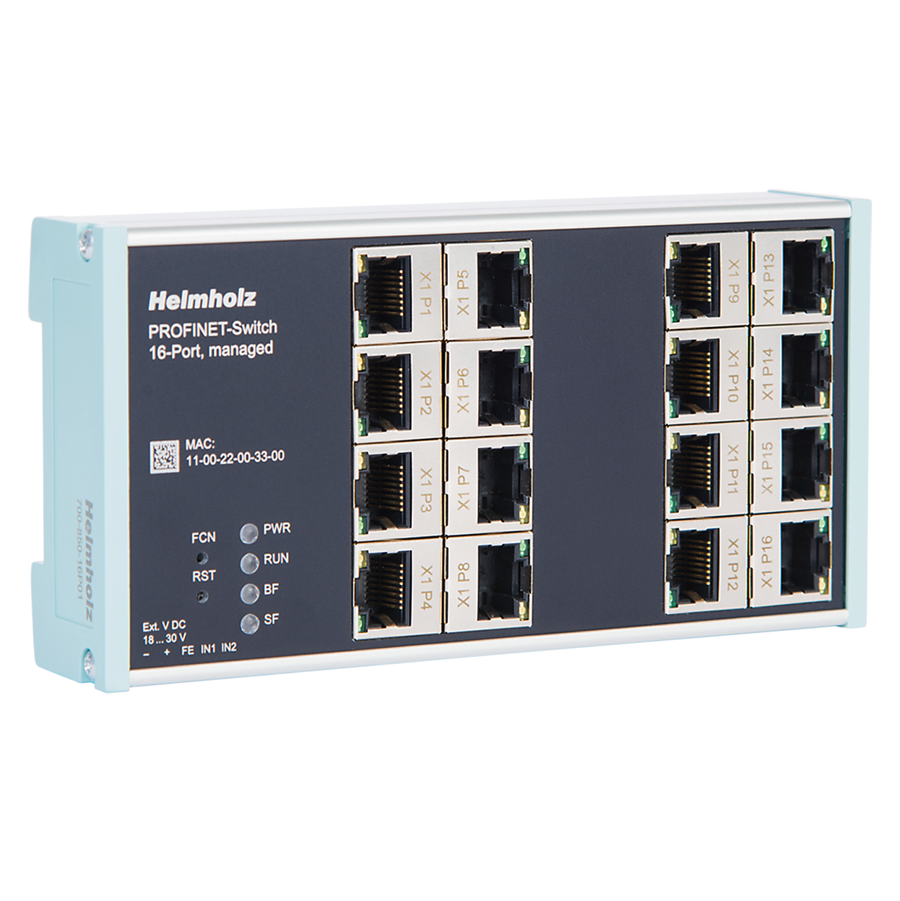 Helmholz PROFINET-Switch 16 puertos, administrable, montaje en riel DIN 700-850-16P01