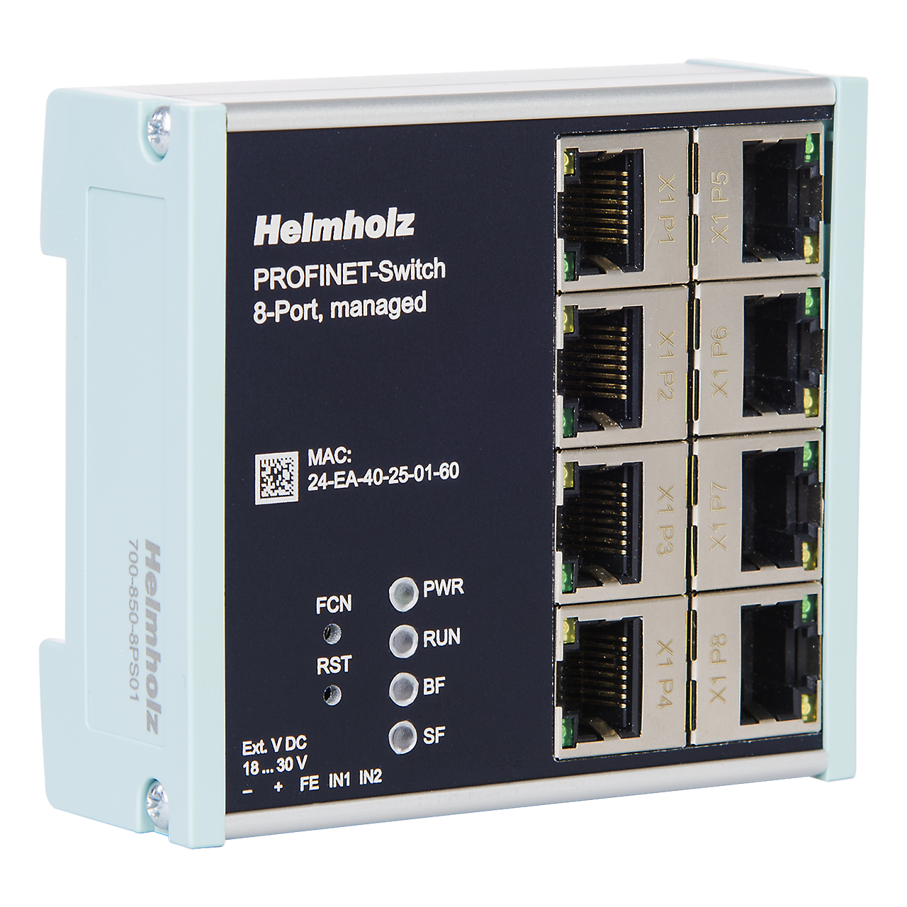 Helmholz PROFINET-Switch 8 puertos, administrable, montaje en riel DIN 700-850-8PS01