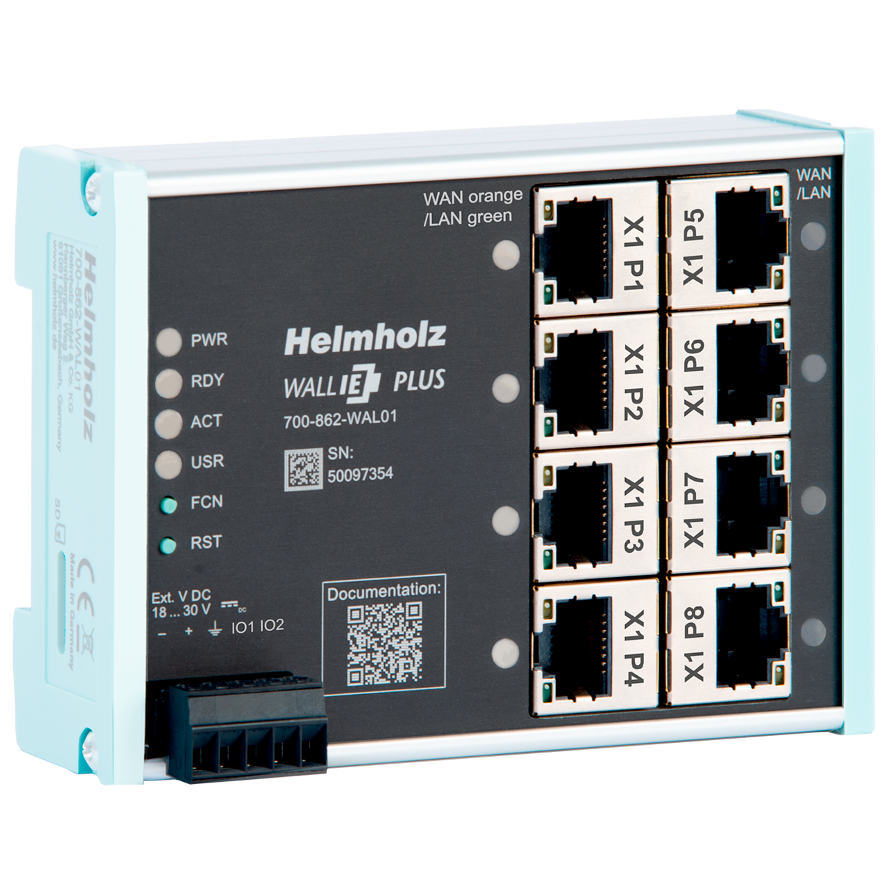 Helmholz WALL IE PLUS, NAT Gateway / Firewall Industrial, Gigabit 8-Port 700-862-WAL01