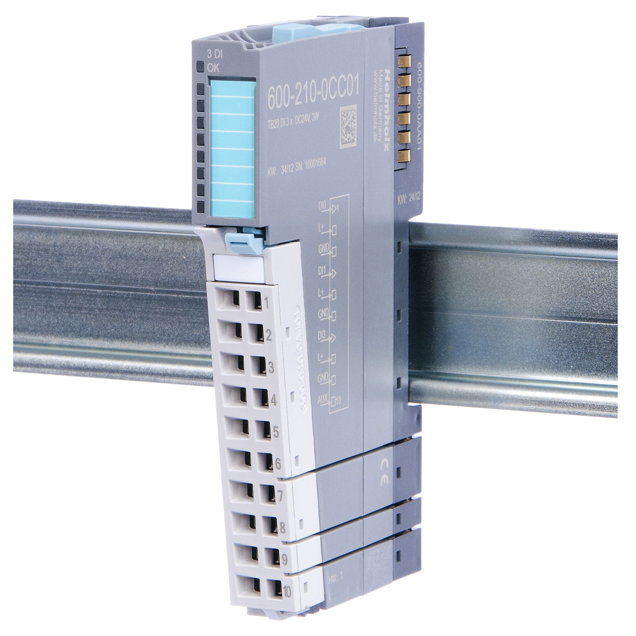 HELMHOLZ TB20 Modulo Entradas Digitales 3x DC24 3 Hilos 600-210-0CC01