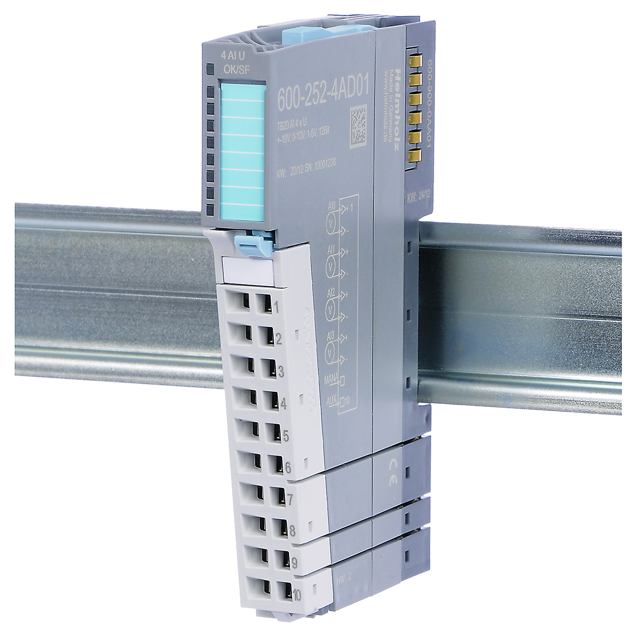 Helmholz TB20, Modulo Entradas Analogas - AI 4x U, +-10 V, 0-10 V, 1-5 V, 12 Bit 600-252-4AD01