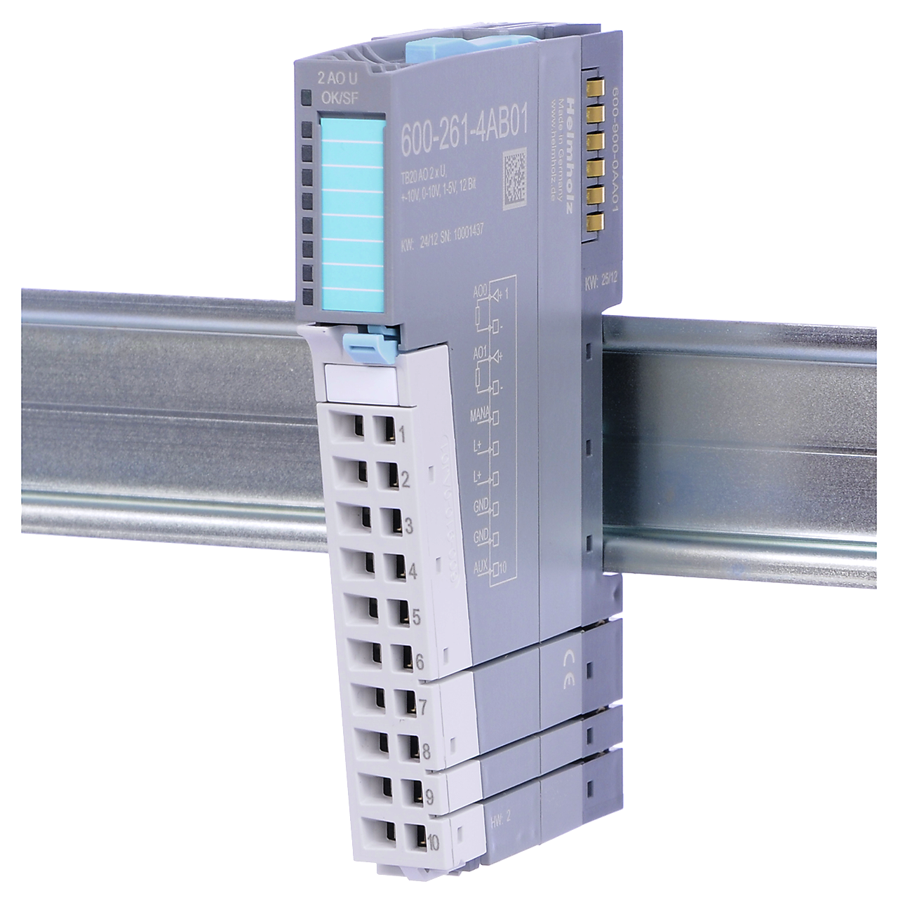 Helmholz TB20, Modulo Salidas Analogas - AO 2x U, +-10 V, 0-10 V, 1-5 V, 12 Bit 600-261-4AB01