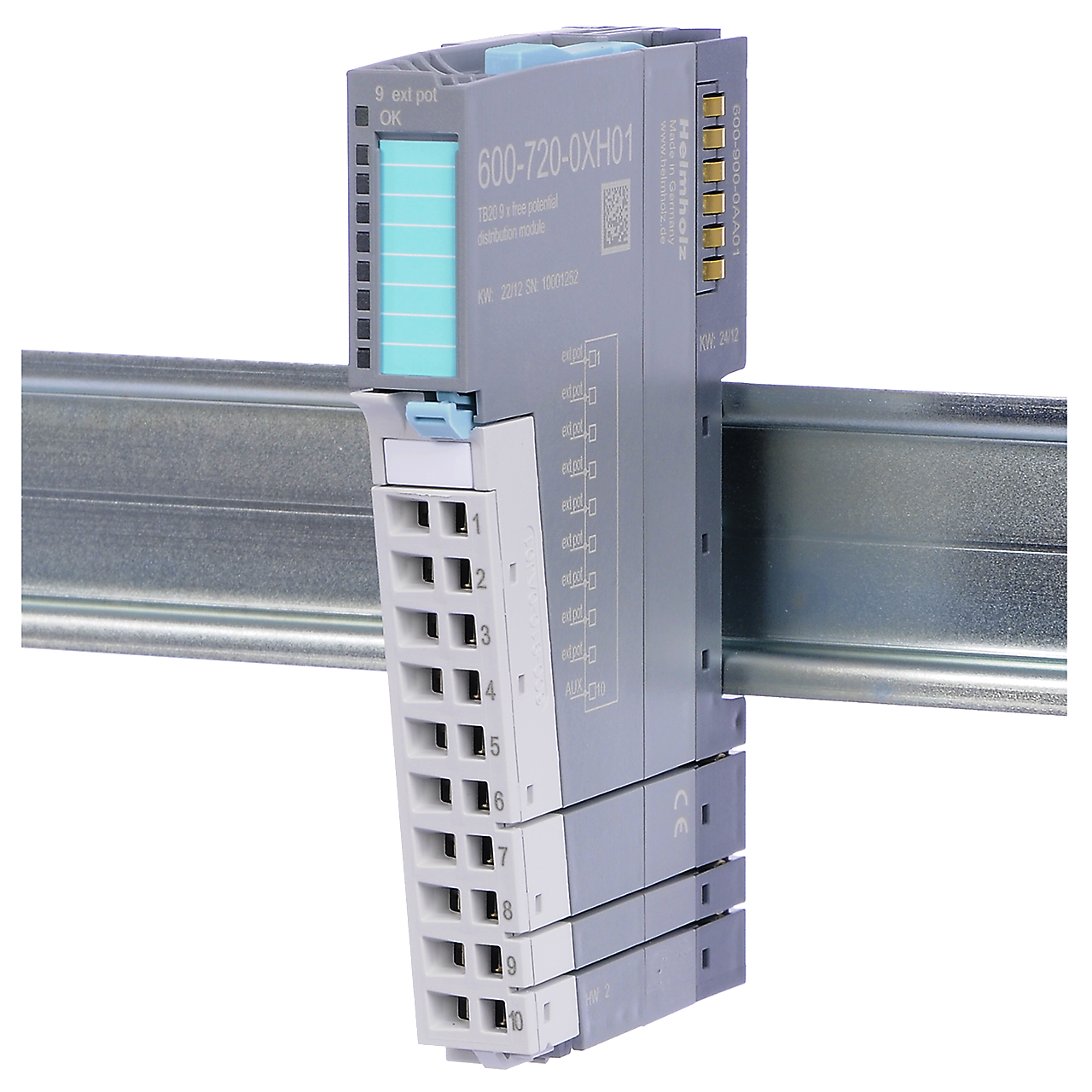 Helmholz TB20, Distribuidor de Voltaje 9x free pot. 600-720-0XH01