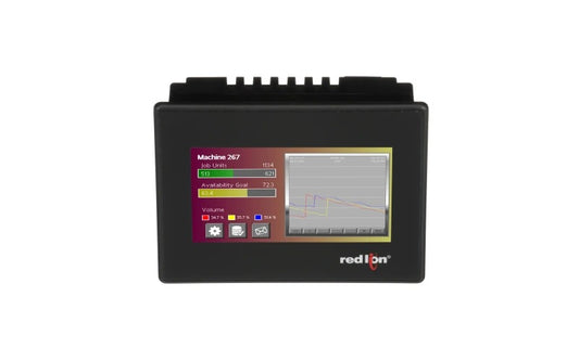 HMI Panorámico de 4.3" con 3 Seriales, 1 Ethernet, 1 USB Host, Dispositivo USB, Servidor Web y Registro de Datos