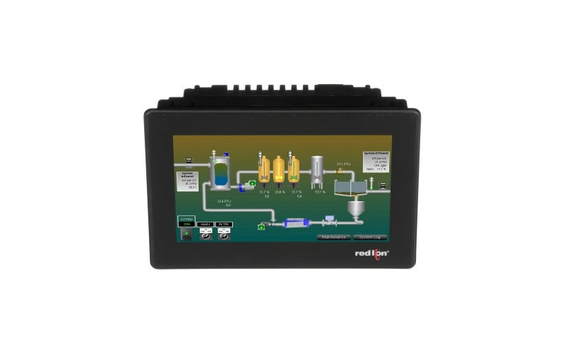 HMI Panorámico de 7" con 4 Seriales, 2 Ethernet, 2 USB Host, Dispositivo USB, Servidor Web y Registro de Datos