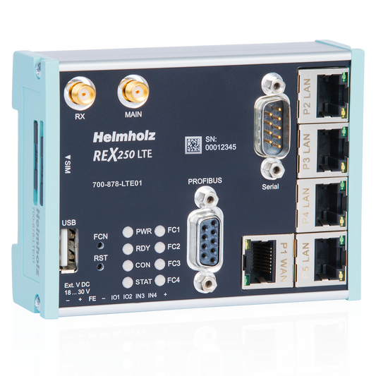 Helmholz REX 250 LTE + WAN, 1x PROFIBUS, 1x serial port 700-878-LTE02