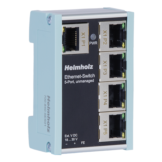 Helmholz Ethernet-Switch 5 puertos, no administrado, 10/100 MBit montaje en riel DIN 700-840-5ES01
