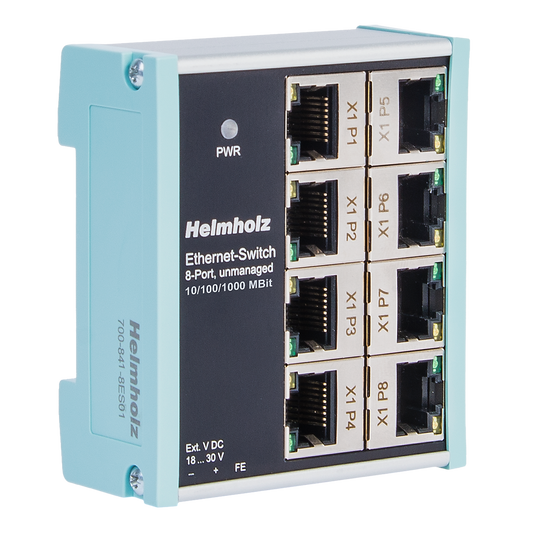 Helmholz Ethernet-Switch 8 puertos, no administrado, 10/100/1000 MBit montaje en riel DIN 700-841-8ES01