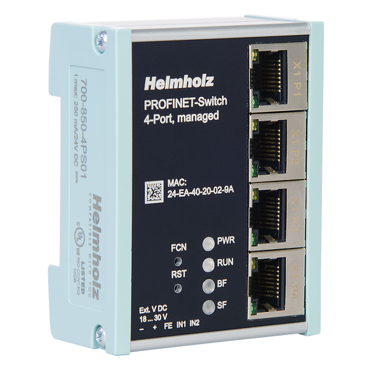 Helmholz PROFINET-Switch 4 puertos, administrable, montaje en riel DIN 700-850-4PS01